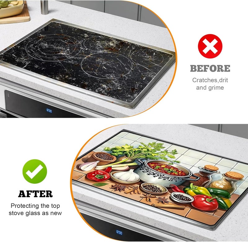 AOHMPT Multi-Design Stove Top Cover for Glass/Electric Stoves - 3-in-1 Heat-Resistant Protector Mat, Non-Slip Drying Rack 28"x20" - Image 5